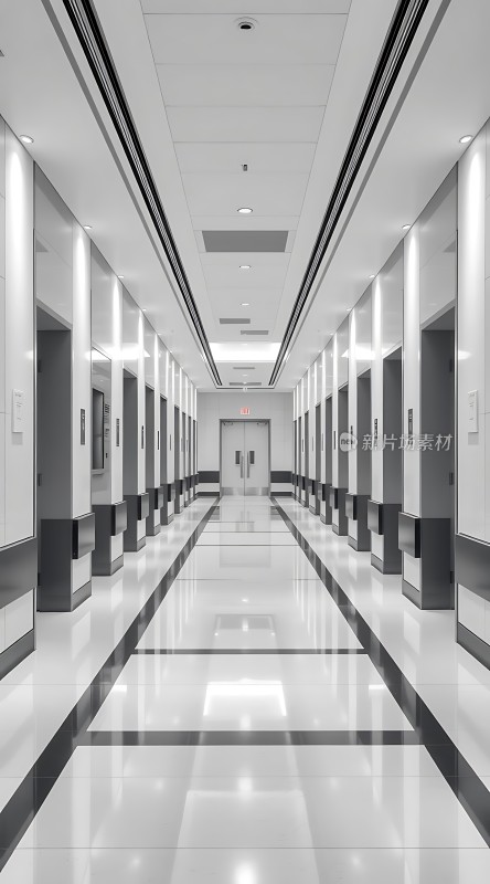 现代医院走廊整洁明亮设计简约大方