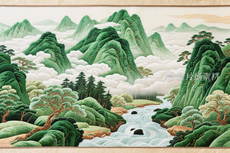 传统山水风景插画