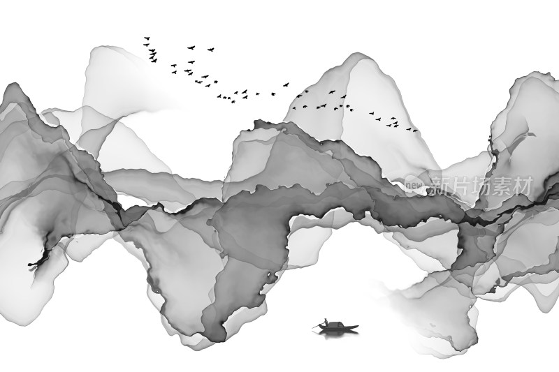 抽象水墨意境山水装饰画