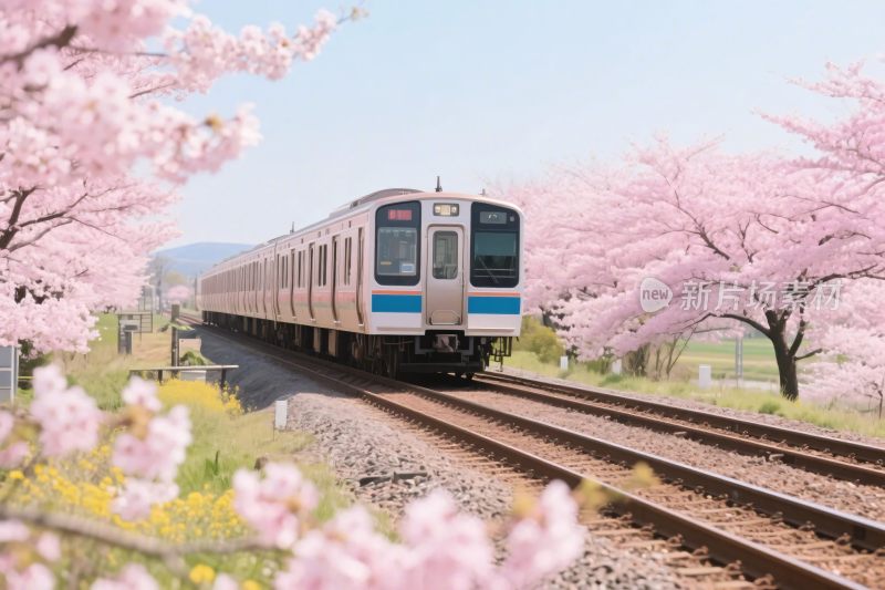 樱花列车风景图