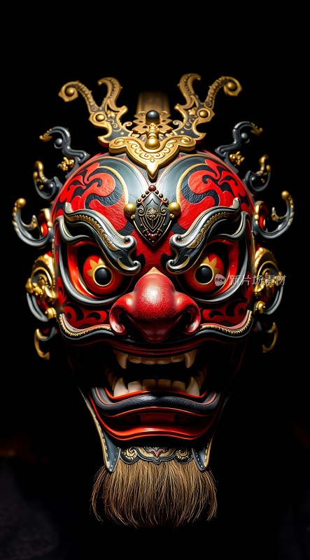 红色面具金饰点缀威武雄壮
