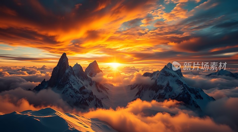 日出云海雪山奇景