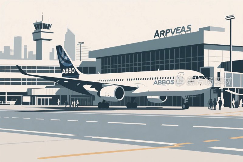 机场飞机插画场景