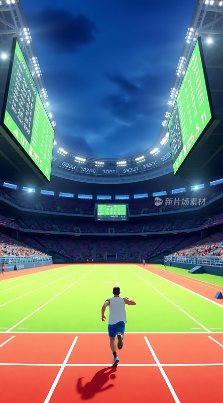 奔跑在赛场的运动员