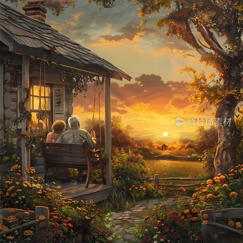 夕阳下的温馨时光