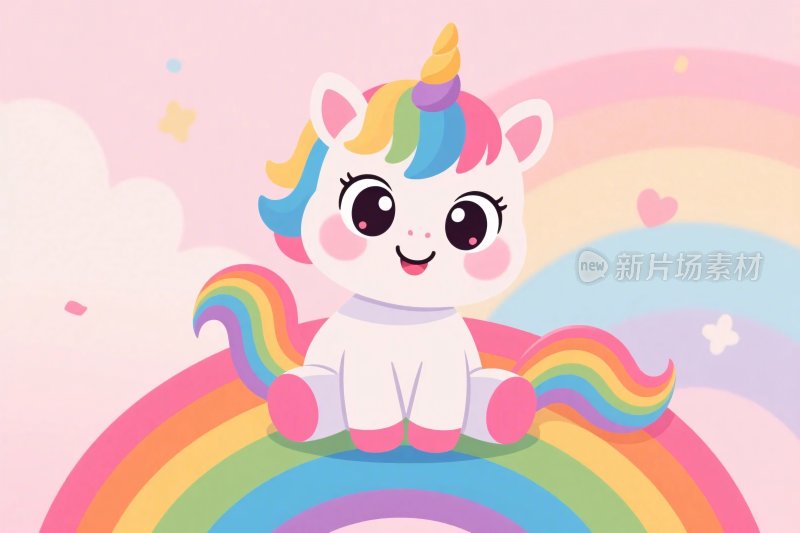 彩虹独角兽可爱插画