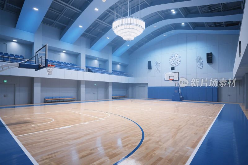 室内篮球场场景插画