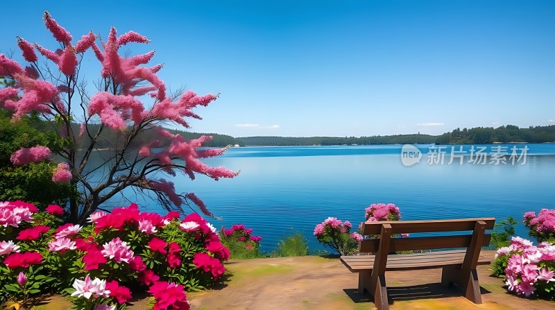 湖畔花语宁静时光