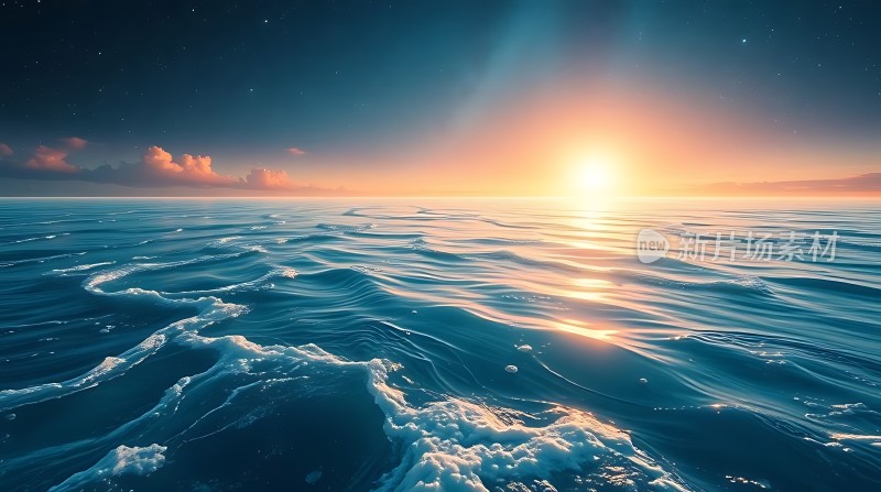 日出时分的海洋