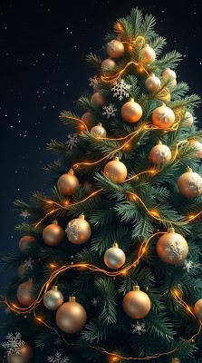 金色圣诞树下的温馨夜晚 金色圣诞树下的温馨夜晚