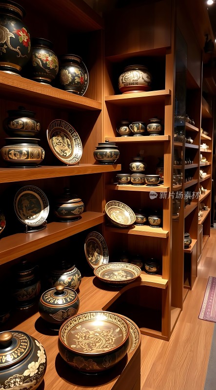 古董瓷器展示精美图案引人注目