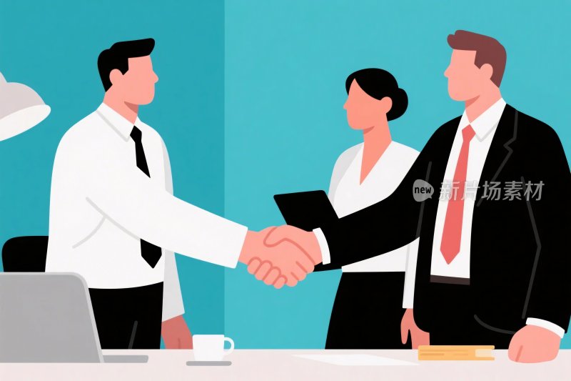 商务握手场景插画