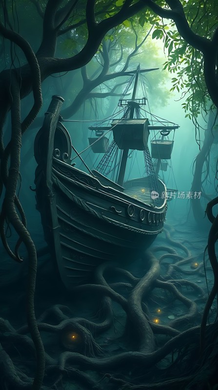 迷雾森林中的古老沉船