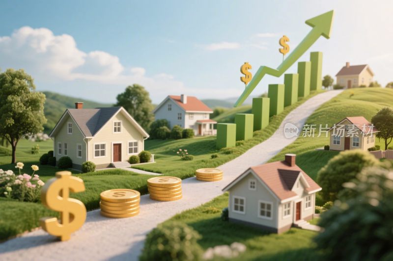 住房经济增长插画