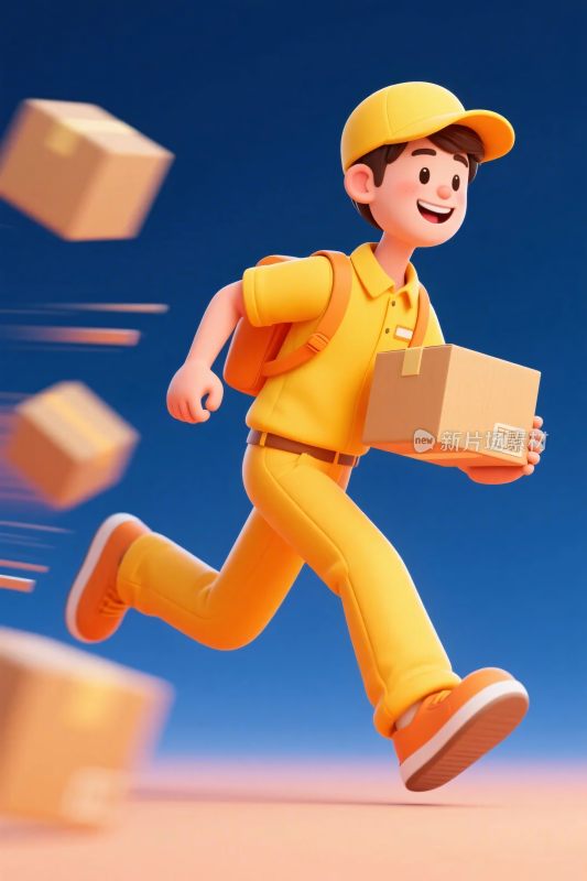 快递员送快递插画