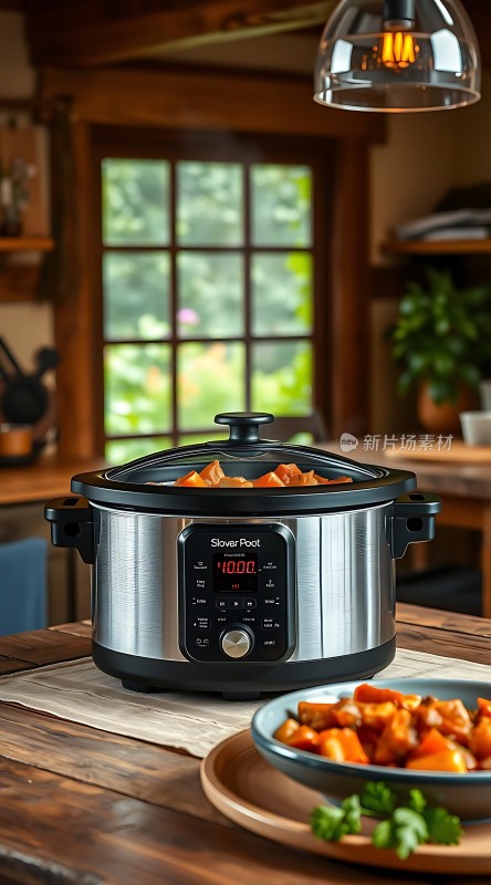 慢炖锅美味佳肴温馨厨房场景