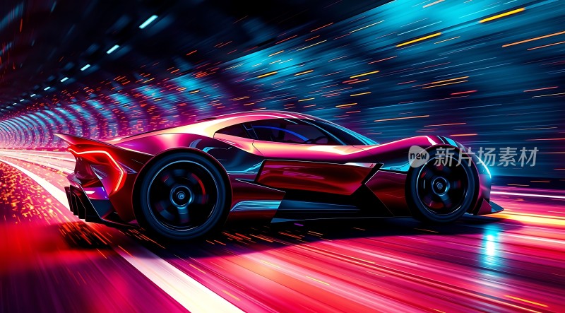 未来科技感跑车疾驰