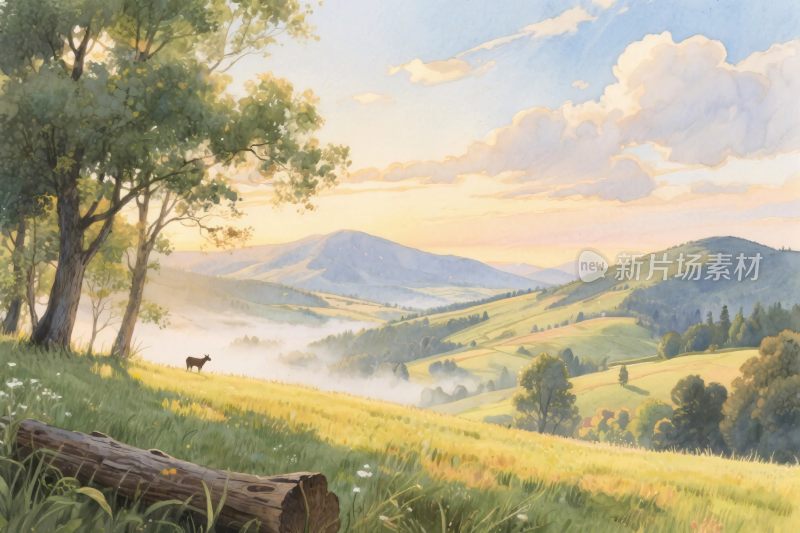 山水田园风景插画