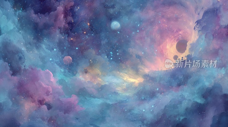 梦幻星空宇宙插画