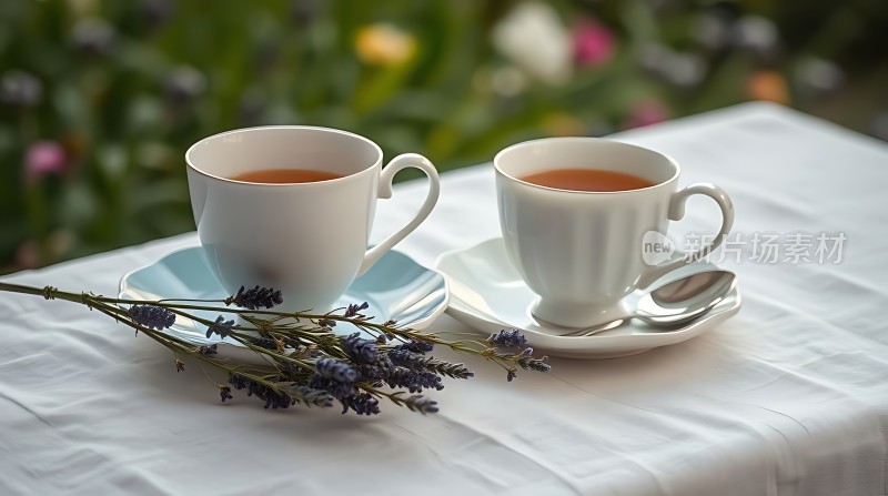 两杯茶与薰衣草