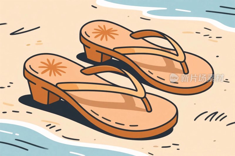 沙滩拖鞋插画