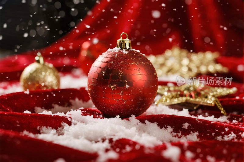 圣诞装饰红色背景插画