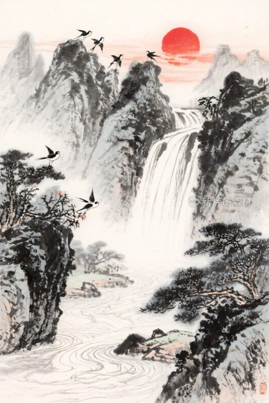 山水水墨国画风景