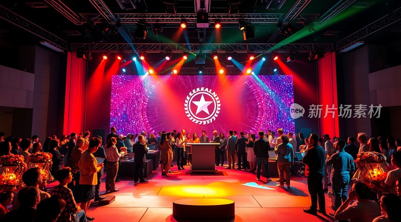 新片场盛典现场红蓝灯光闪耀观众热情高涨