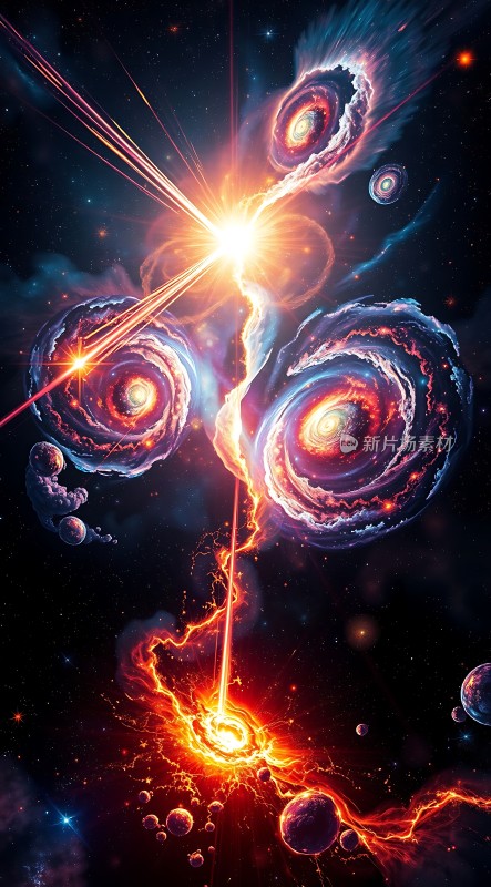 宇宙奇观星云、黑洞与光束交织