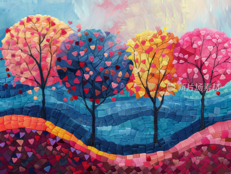 田园风光绣线画