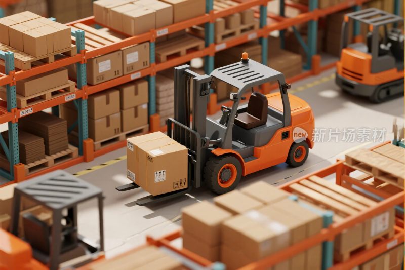 仓库叉车货物搬运场景