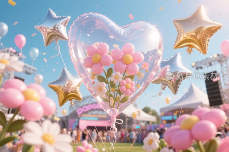 梦幻花卉气球节日场景
