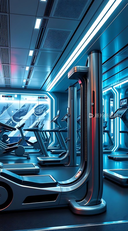 未来健身房科技感十足的运动空间