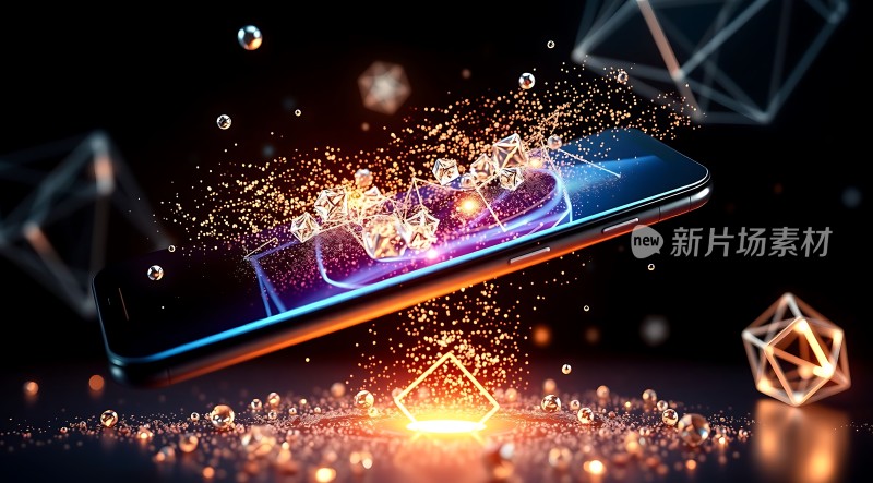 新片场素材科技感手机屏幕特效展示