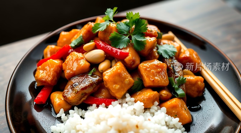 香辣鸡丁盖浇饭