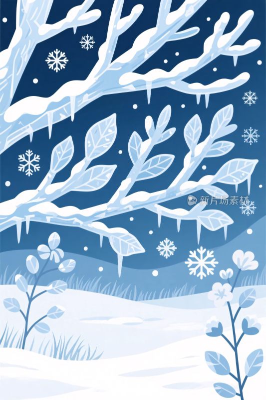 冬季雪景插画