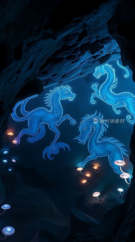 神秘洞穴中的发光神兽