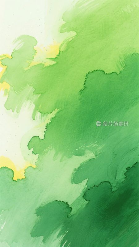 绿色水彩晕染背景画面