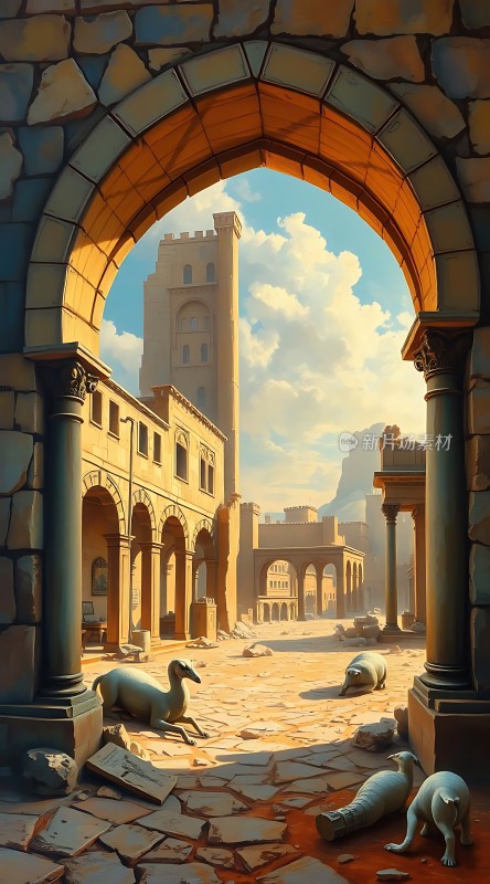 古城遗梦石拱门下的宁静时光