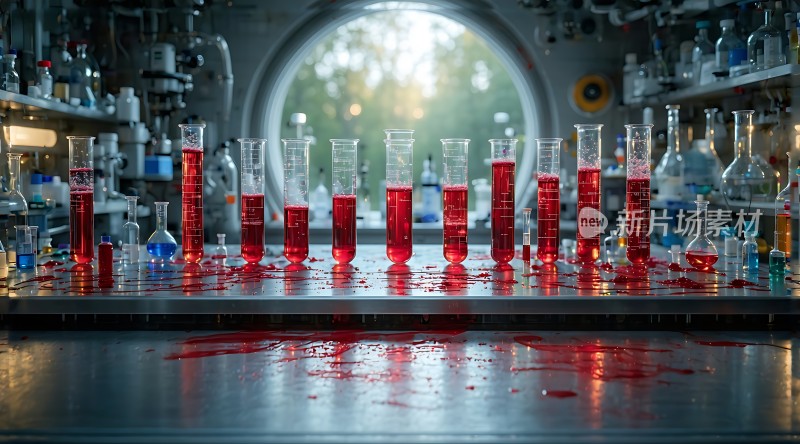 红色液体试管实验室