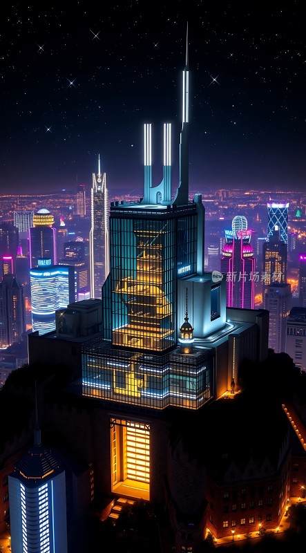 璀璨都市夜景下的未来建筑群
