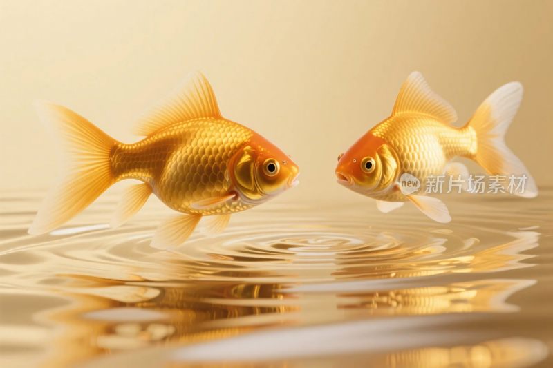 金鱼水面互动摄影