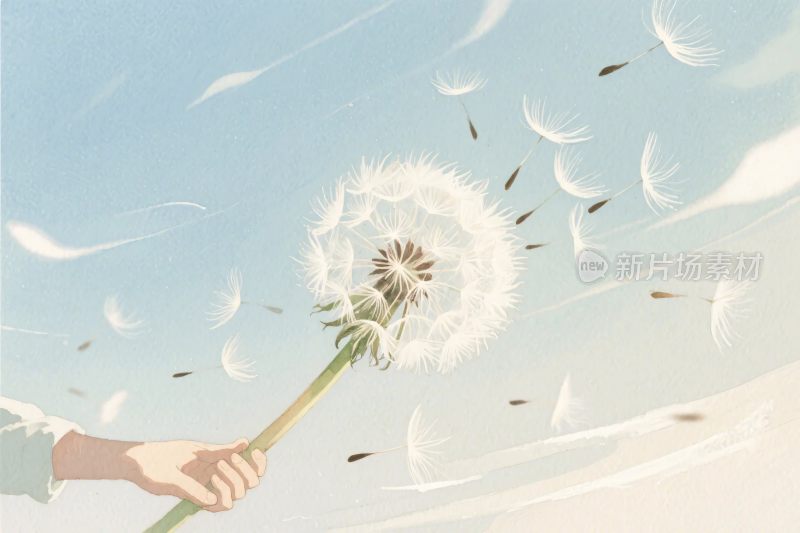 蒲公英种子飞扬插画