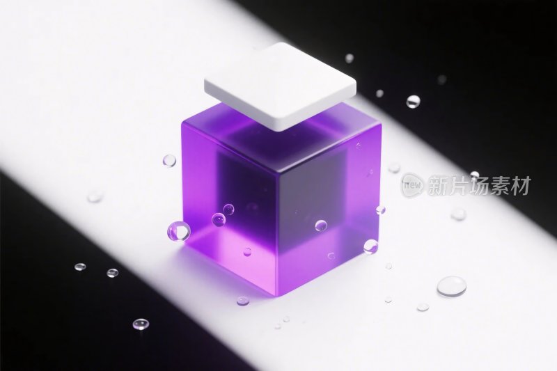 紫色立体方块插画