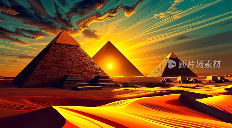金色金字塔日落奇景