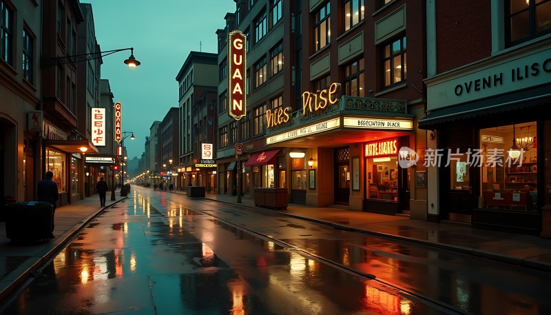 霓虹灯下的繁华街道