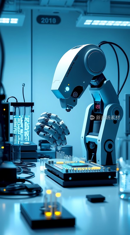 科技实验室中的智能机器人操作精密仪器