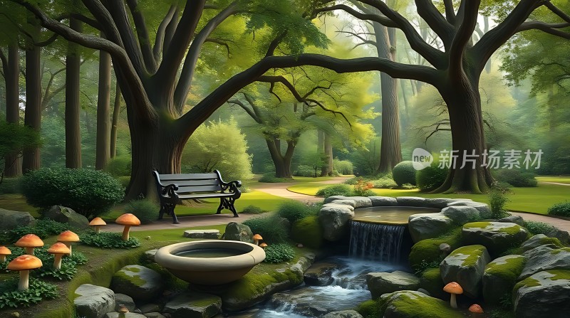 森林小溪旁的宁静时光