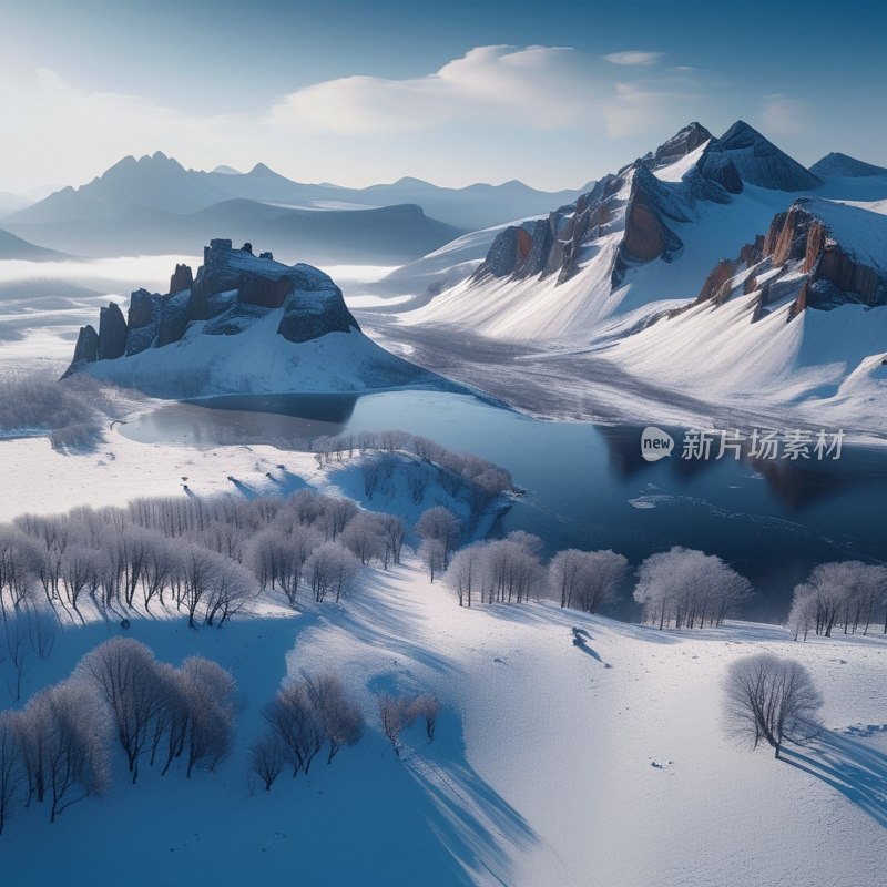 长白山雪景航拍