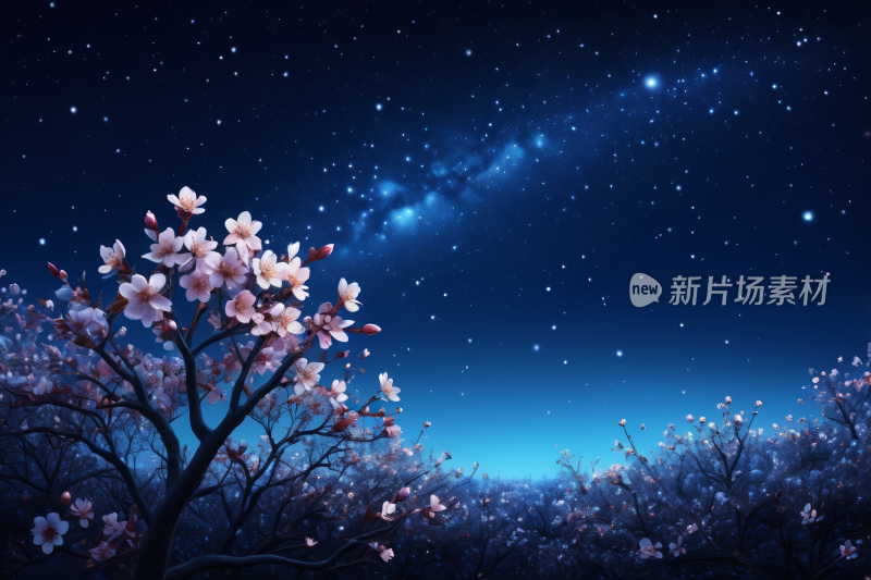 星空夜空有树有星高清背景图片